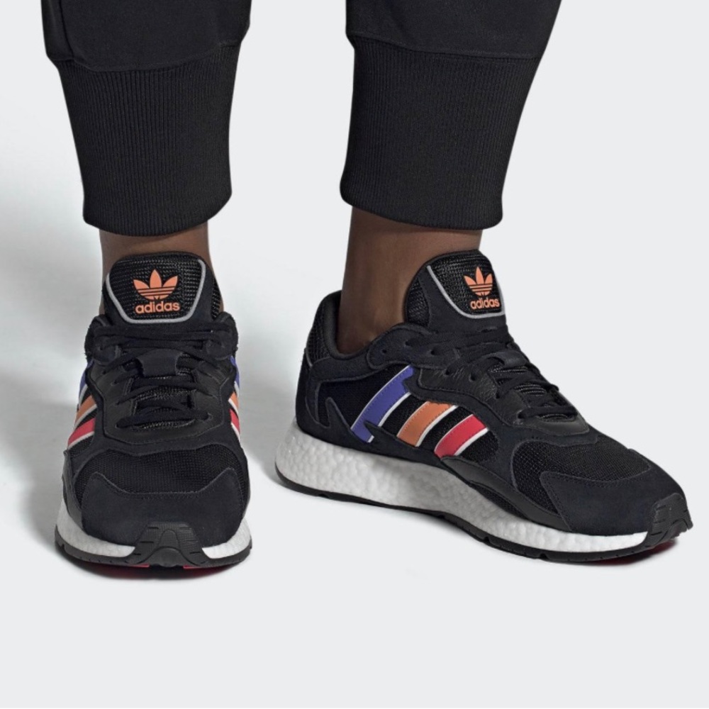 Adidas Tresc Run Core Sneakers Mens Black Shock Red Easy Orange | Size 7